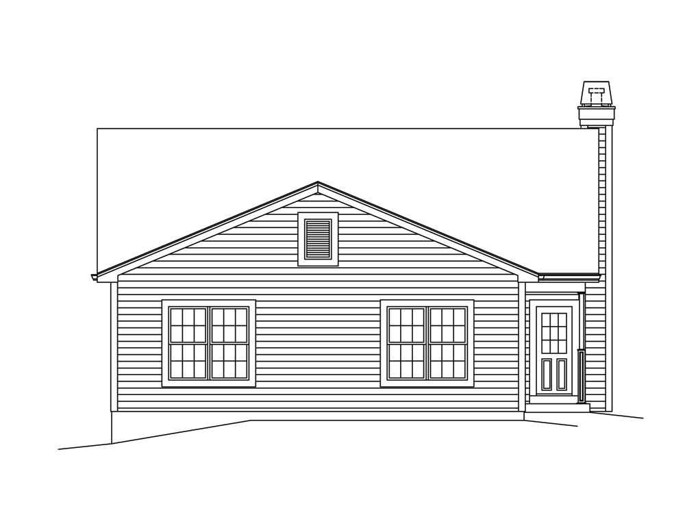 Home Plan Rear Elevation of this 3-Bedroom,1281 Sq Ft Plan -138-1296