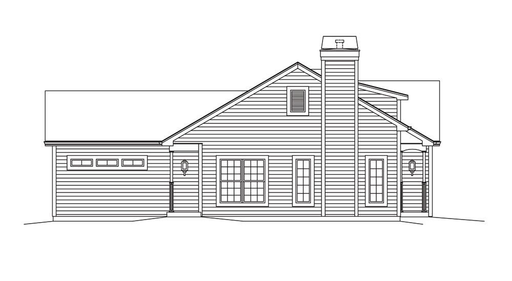 Home Plan Left Elevation of this 3-Bedroom,1281 Sq Ft Plan -138-1296
