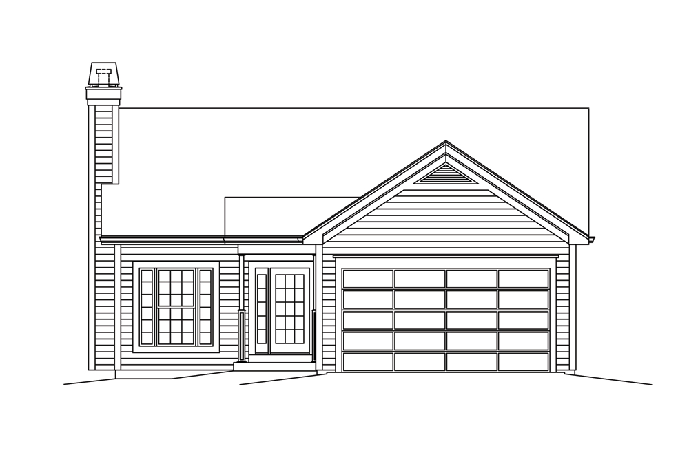 Home Plan Front Elevation of this 3-Bedroom,1281 Sq Ft Plan -138-1296