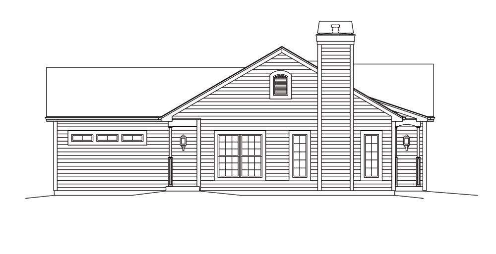 Home Plan Left Elevation of this 3-Bedroom,1281 Sq Ft Plan -138-1296