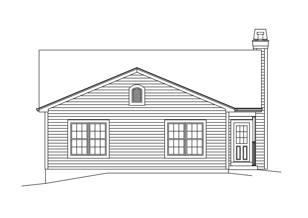 Home Plan Rear Elevation of this 3-Bedroom,1281 Sq Ft Plan -138-1296