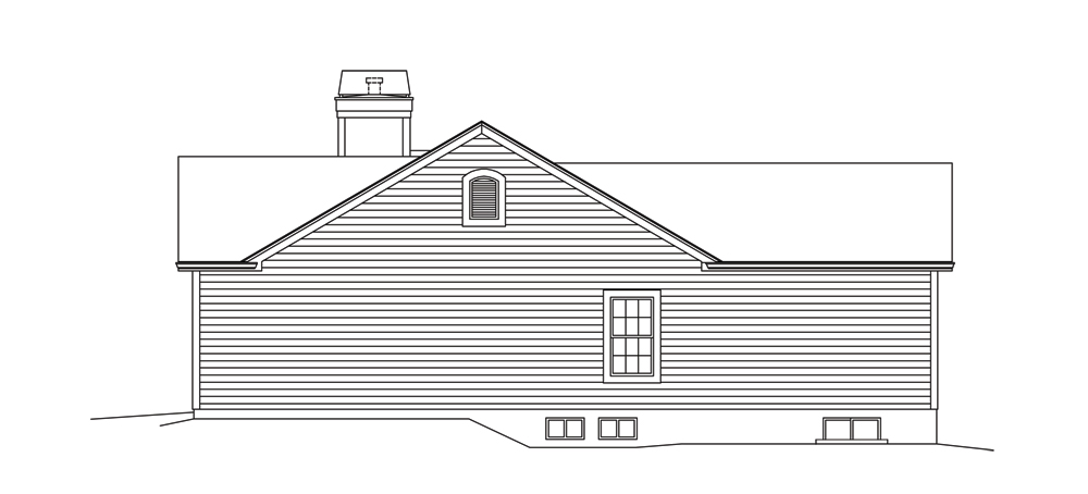 Home Plan Right Elevation of this 3-Bedroom,1281 Sq Ft Plan -138-1296