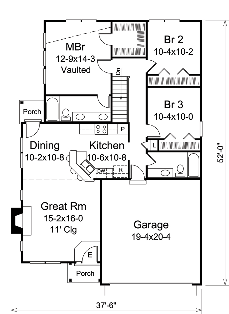 Floor Plan First Story of Country Plan #138-1296