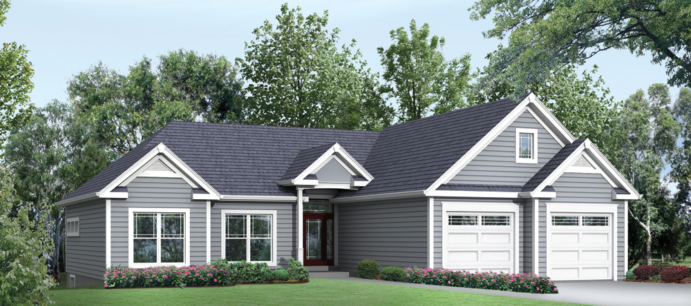 Front elevation of Ranch home (ThePlanCollection: House Plan #138-1297)