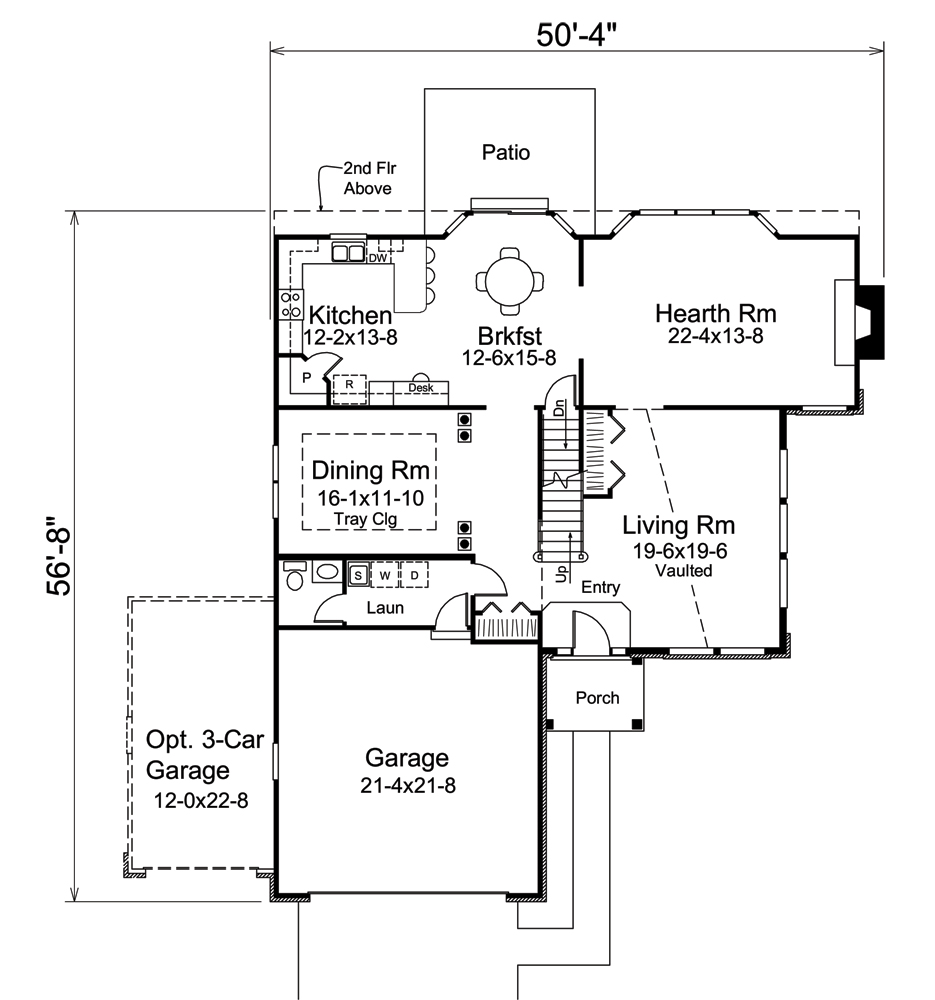 Floor Plan First Story of Arts and Crafts Plan #138-1298