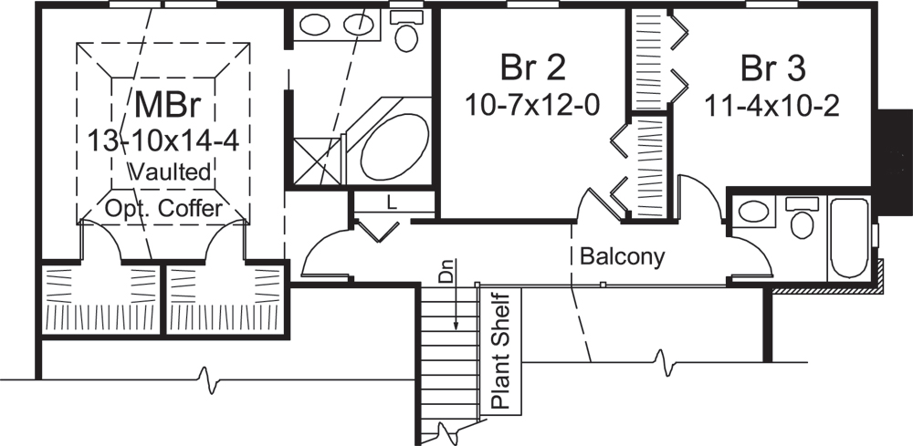 Floor Plan Second Story of Arts and Crafts Plan #138-1298
