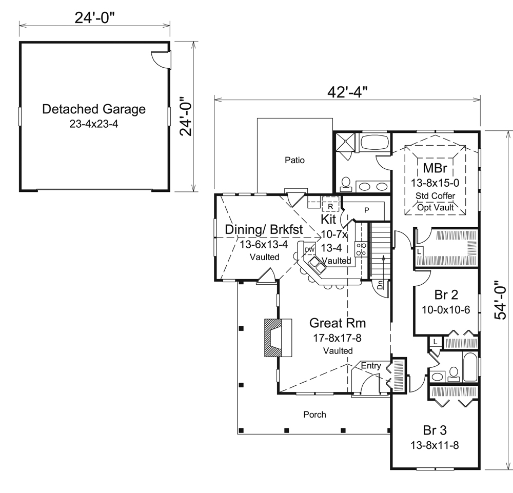 Floor Plan First Story of Cottage Plan #138-1300