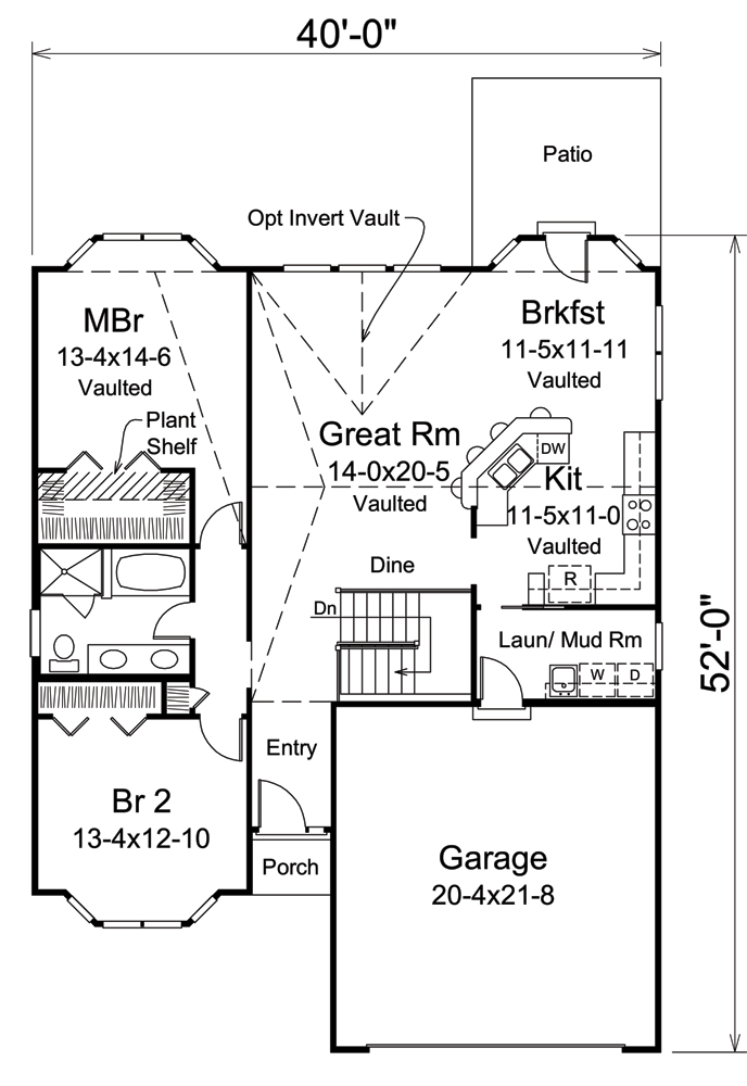 Floor Plan First Story of Ranch Plan #138-1301