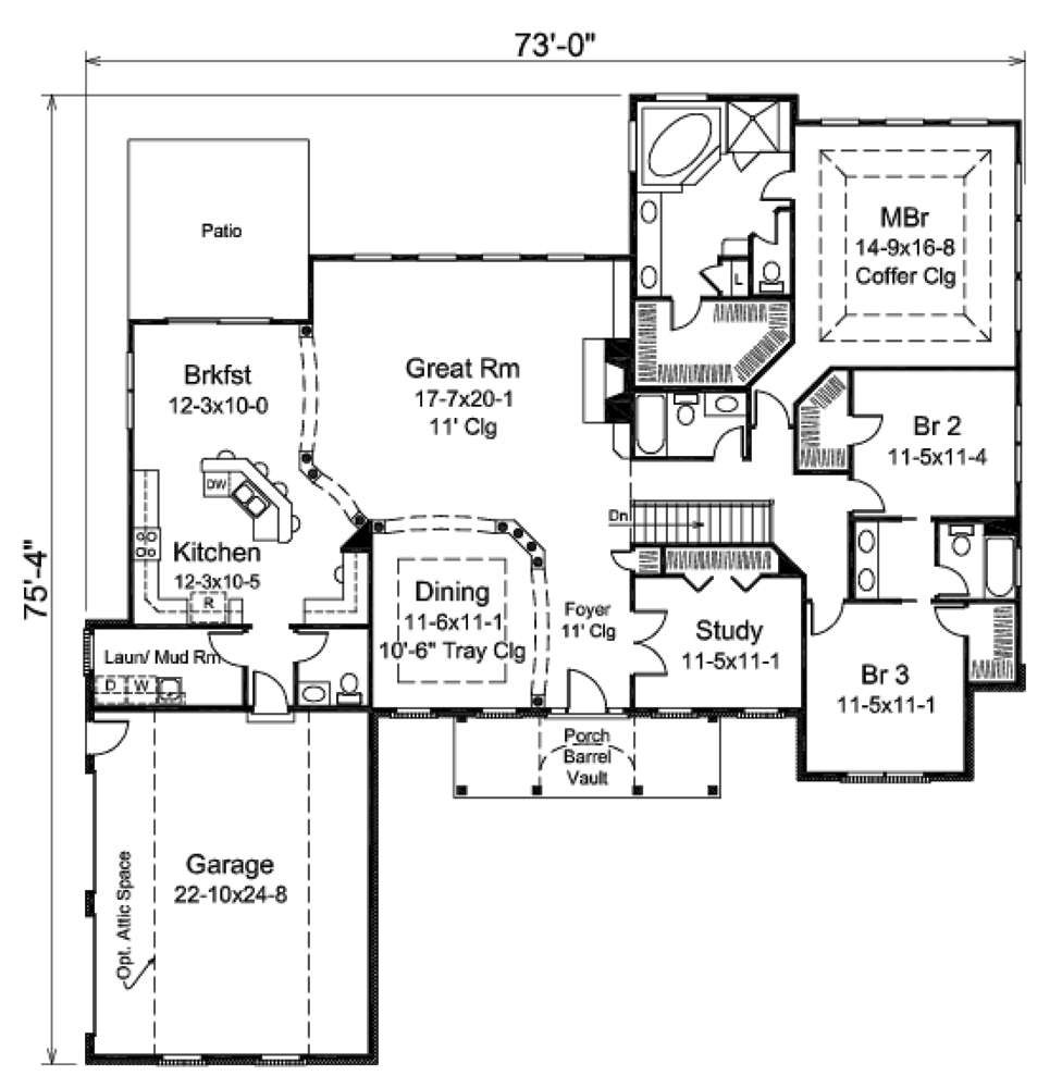 Floor Plan First Story of Ranch Plan #138-1303