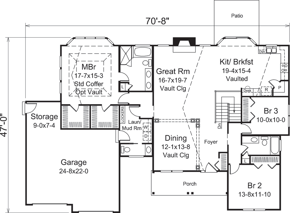 Floor Plan First Story of Ranch Plan #138-1304