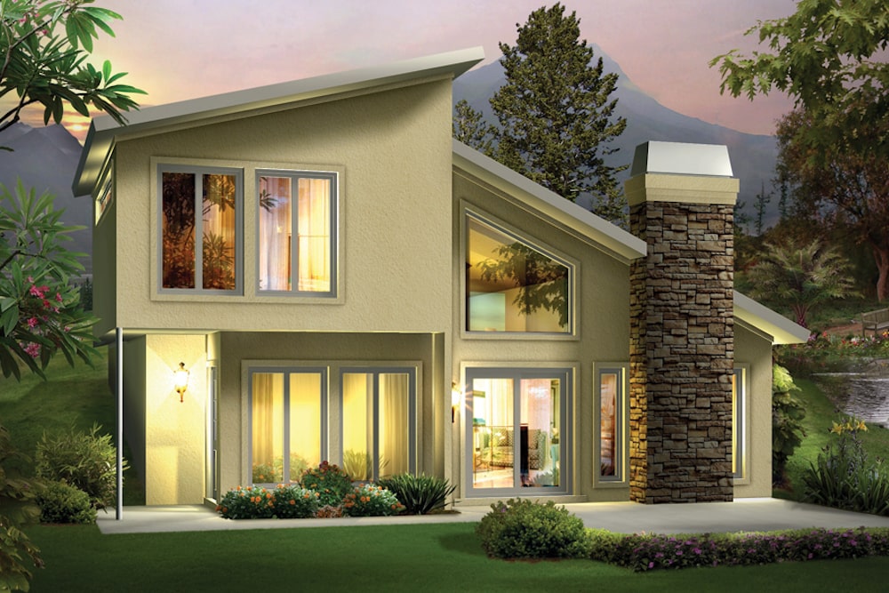 Contemporary style home (ThePlanCollection: House Plan #138-1306)