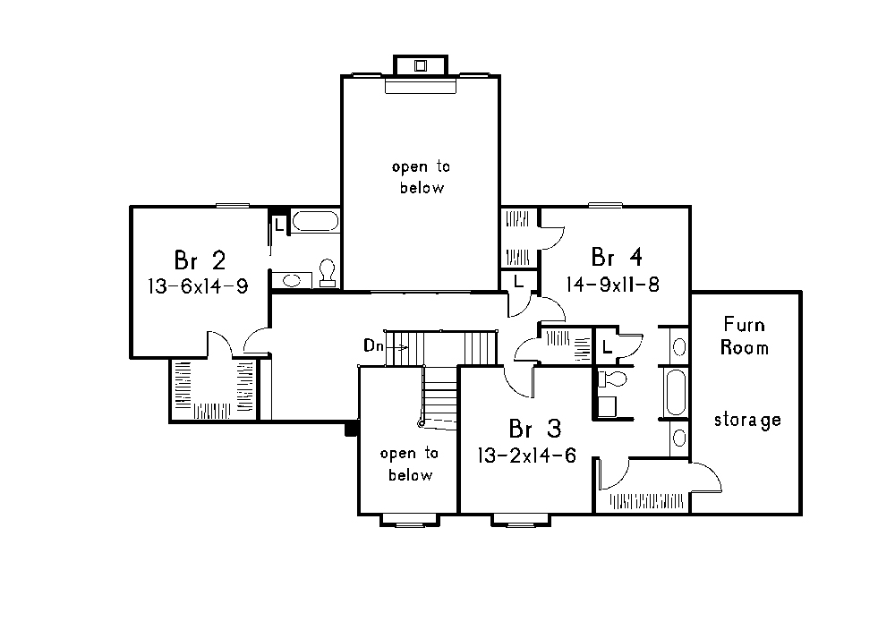 Floor Plan Second Story of Traditional Plan #138-1307