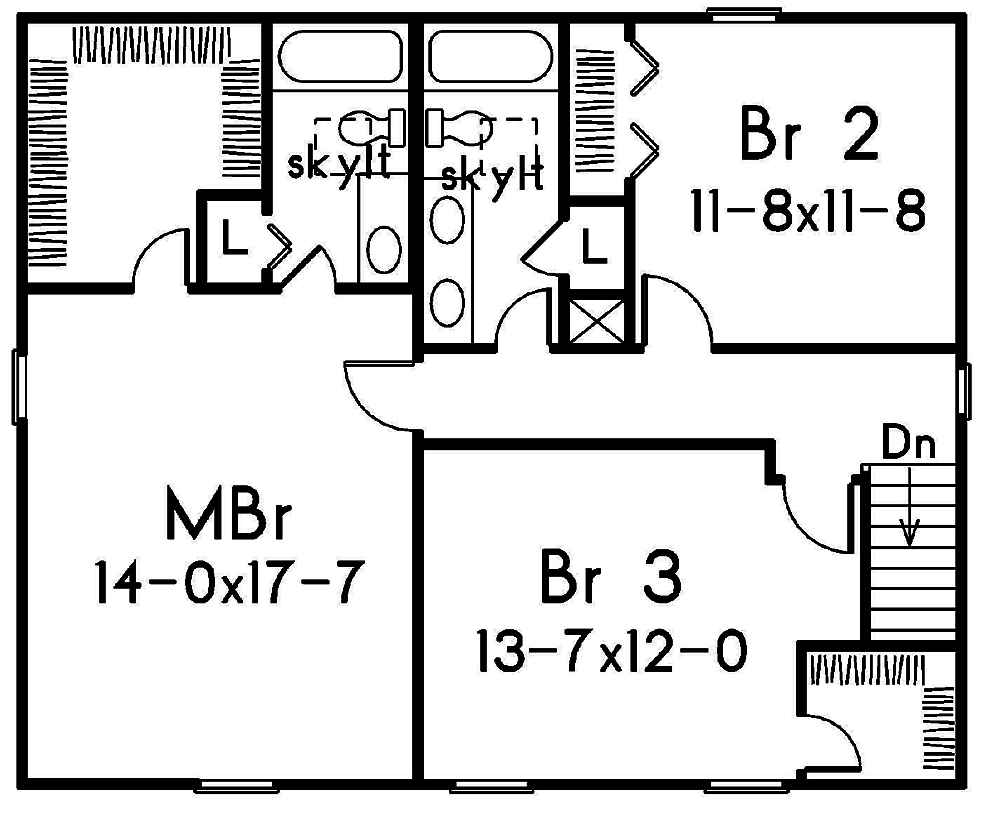 Floor Plan Second Story of Country Plan #138-1309