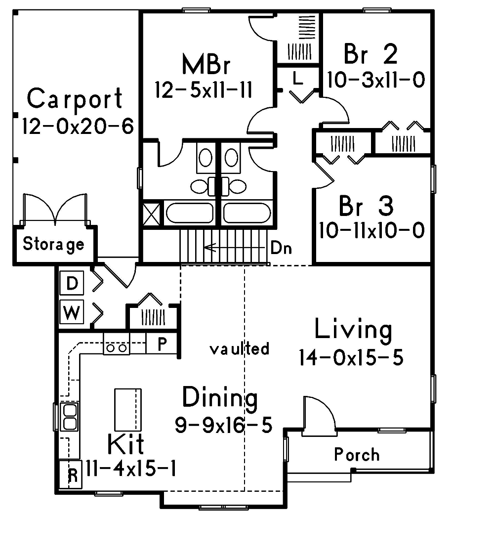 Floor Plan First Story of Ranch Plan #138-1310