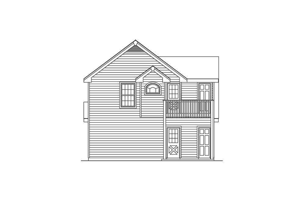 Home Plan Rear Elevation of this 1-Bedroom,632 Sq Ft Plan -138-1318