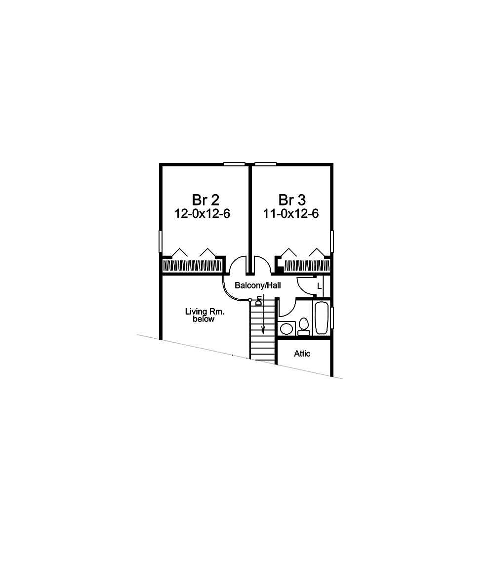 Floor Plan Second Story of Country Plan #138-1319