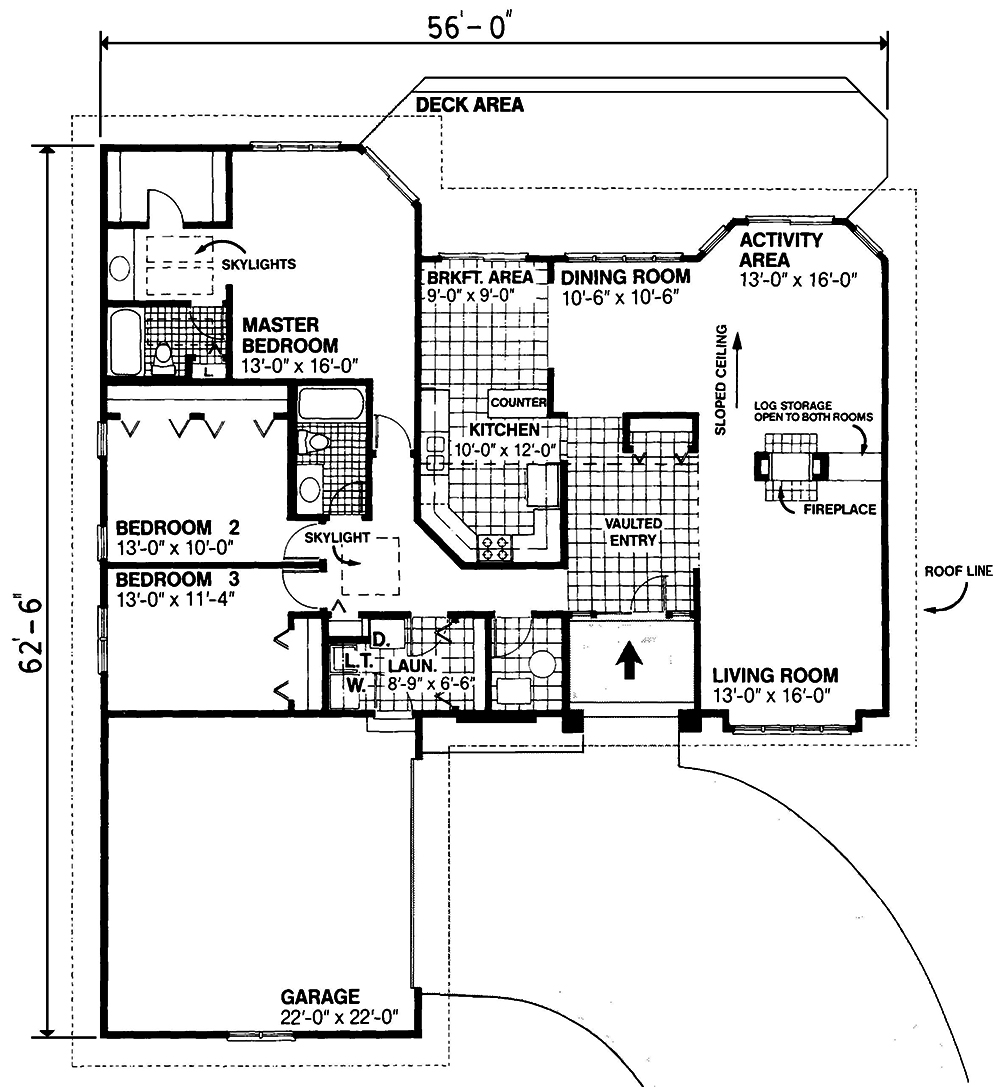 Floor Plan First Story of Florida Style Plan #138-1323
