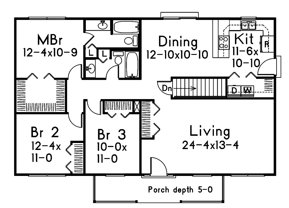 Floor Plan First Story of Country Plan #138-1324