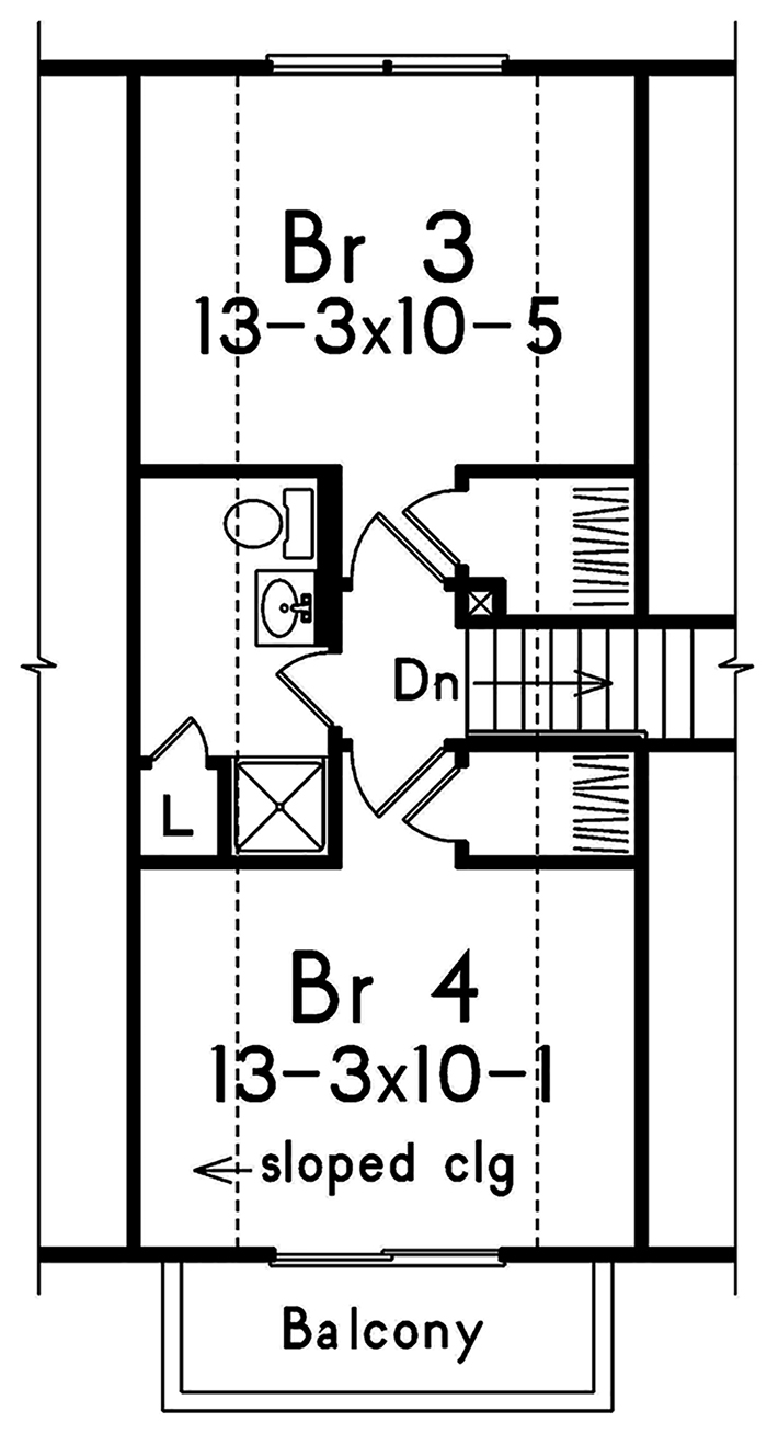Floor Plan Second Story of Vacation Homes Plan #138-1325