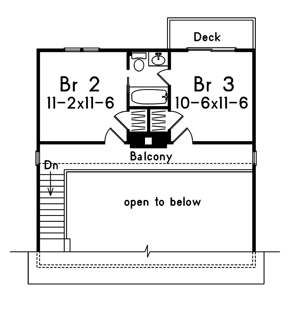 Floor Plan Second Story of Vacation Homes Plan #138-1327