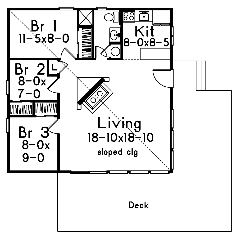 Floor Plan First Story of Vacation Homes Plan #138-1328