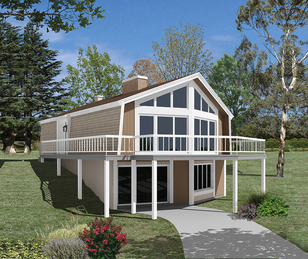 Front elevation of Vacation Homes home (ThePlanCollection: House Plan #138-1329)