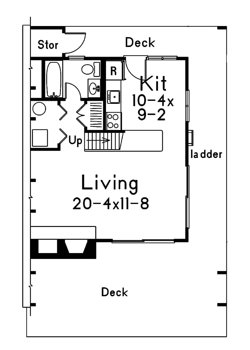 Main Level of A Frame Plan #138-1334