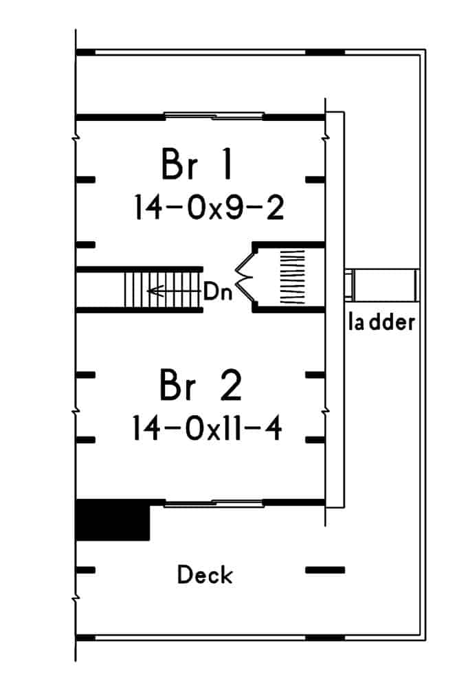 Upper Level of A Frame Plan #138-1334