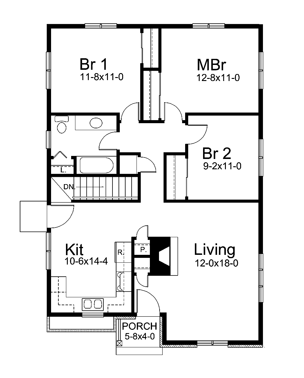 Floor Plan First Story of Ranch Plan #138-1335