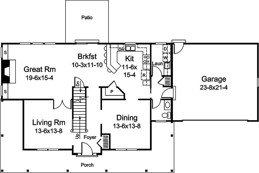 Floor Plan First Story of Country Plan #138-1336