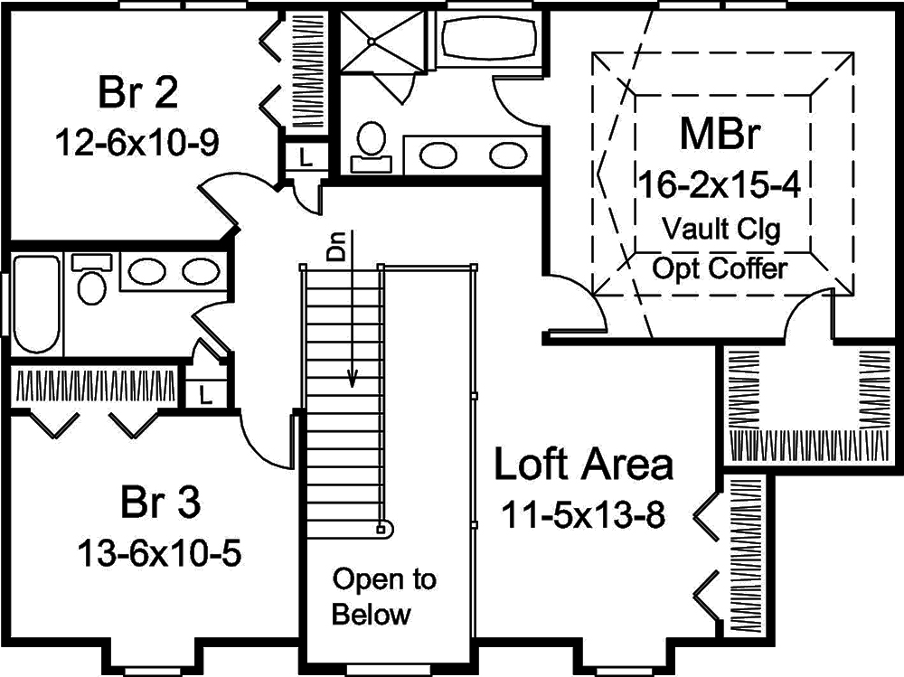 Floor Plan Second Story of Country Plan #138-1336