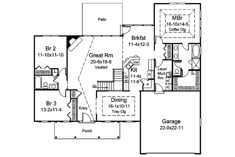 Floor Plan First Story of Country Plan #138-1338
