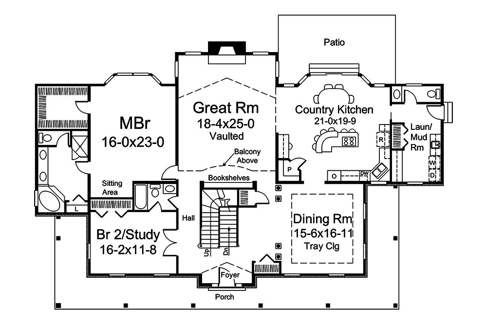 Floor Plan First Story of Country Plan #138-1340