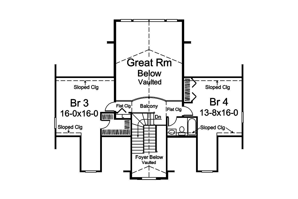 Floor Plan Second Story of Country Plan #138-1340