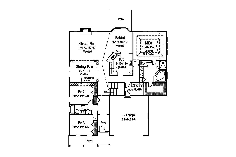 Floor Plan First Story of Country Plan #138-1341