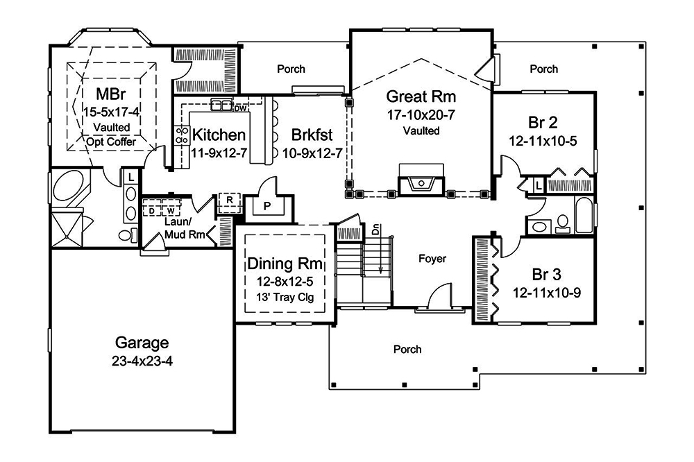 Floor Plan First Story of Country Plan #138-1344