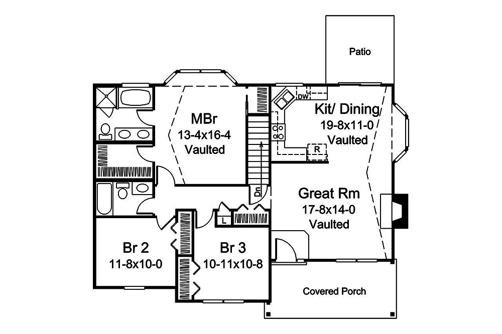 Floor Plan First Story of Country Plan #138-1345