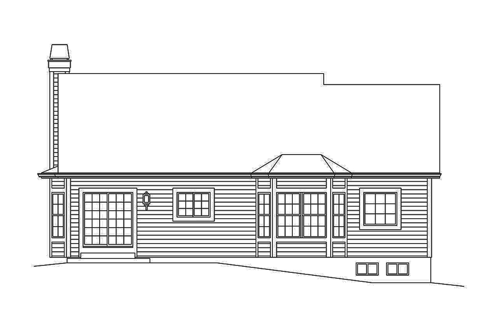 Home Plan Rear Elevation of this 3-Bedroom,1308 Sq Ft Plan -138-1345