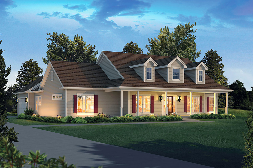 Front elevation of Country home (ThePlanCollection: House Plan #138-1346)