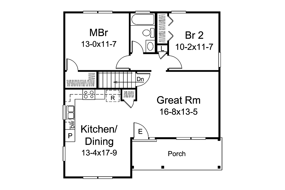 Floor Plan First Story of Country Plan #138-1347