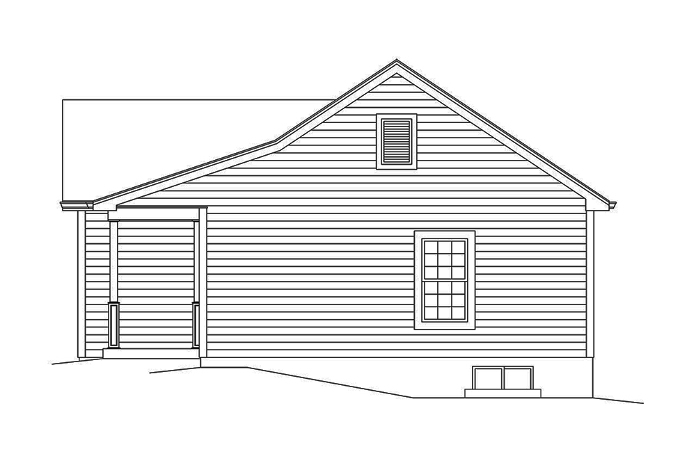 Home Plan Right Elevation of this 2-Bedroom,944 Sq Ft Plan -138-1347