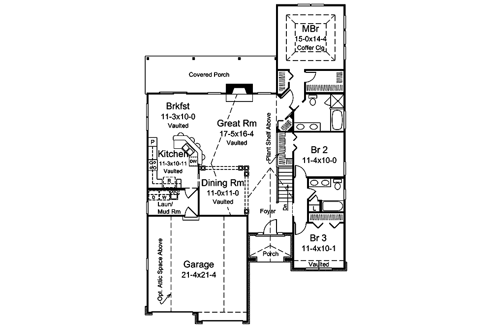Floor Plan First Story of Craftsman Plan #138-1349