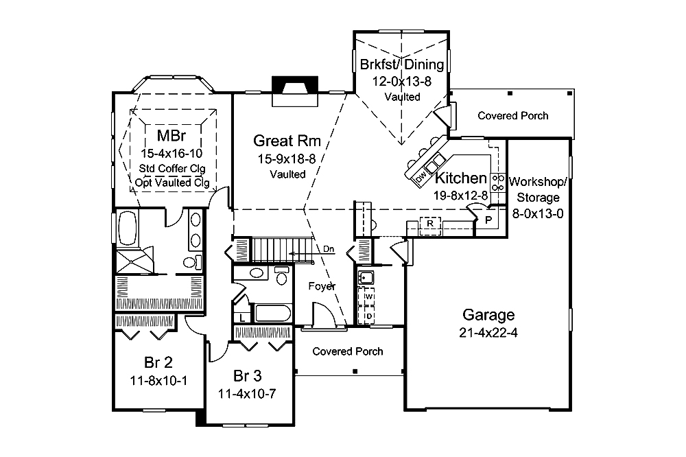 Floor Plan First Story of Country Plan #138-1350