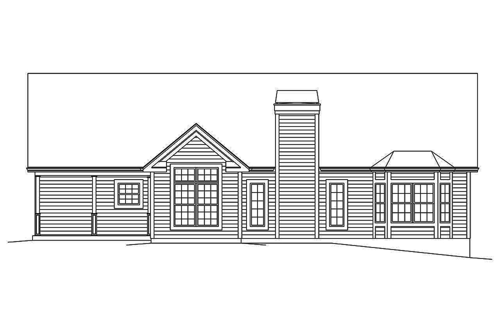 Home Plan Rear Elevation of this 3-Bedroom,1820 Sq Ft Plan -138-1350