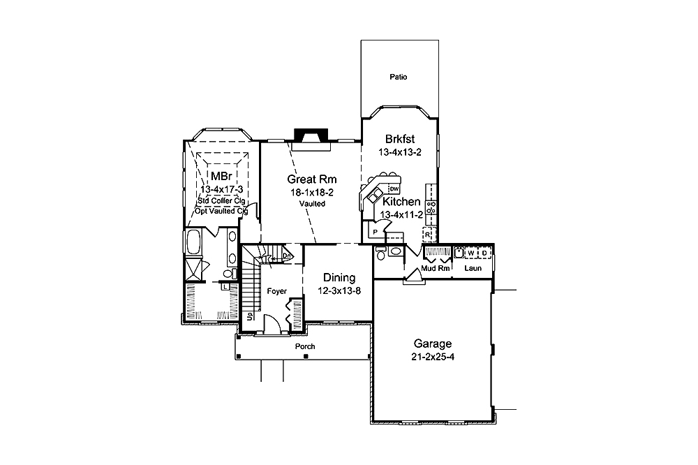 Floor Plan First Story of Country Plan #138-1351
