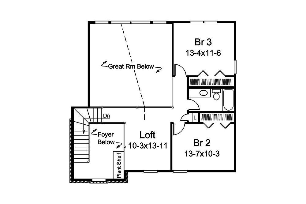 Floor Plan Second Story of Country Plan #138-1351