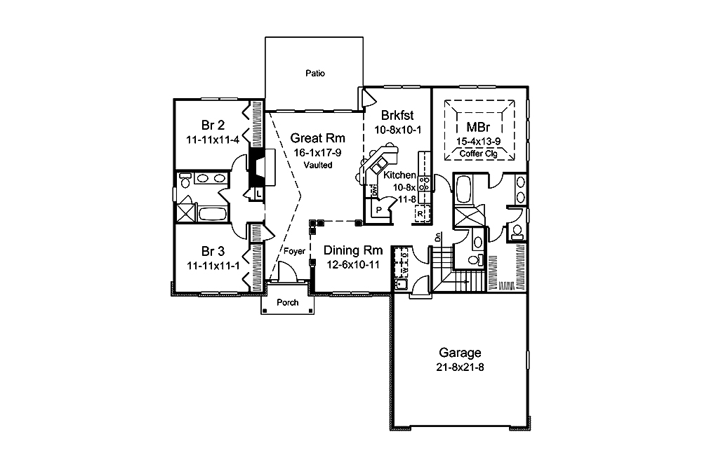 Floor Plan First Story of Country Plan #138-1352