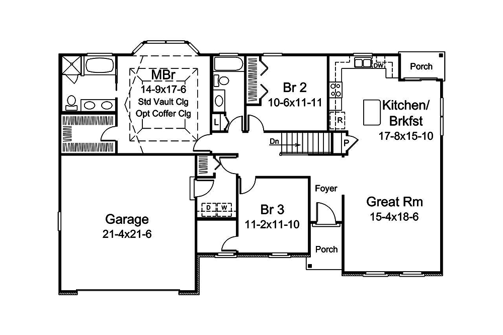 Floor Plan First Story of Country Plan #138-1353