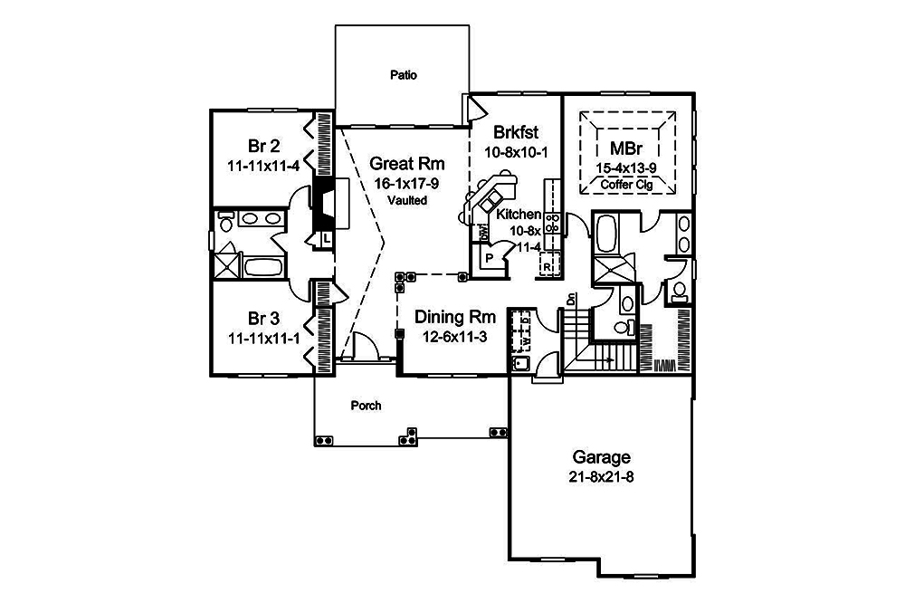 Floor Plan First Story of Country Plan #138-1354