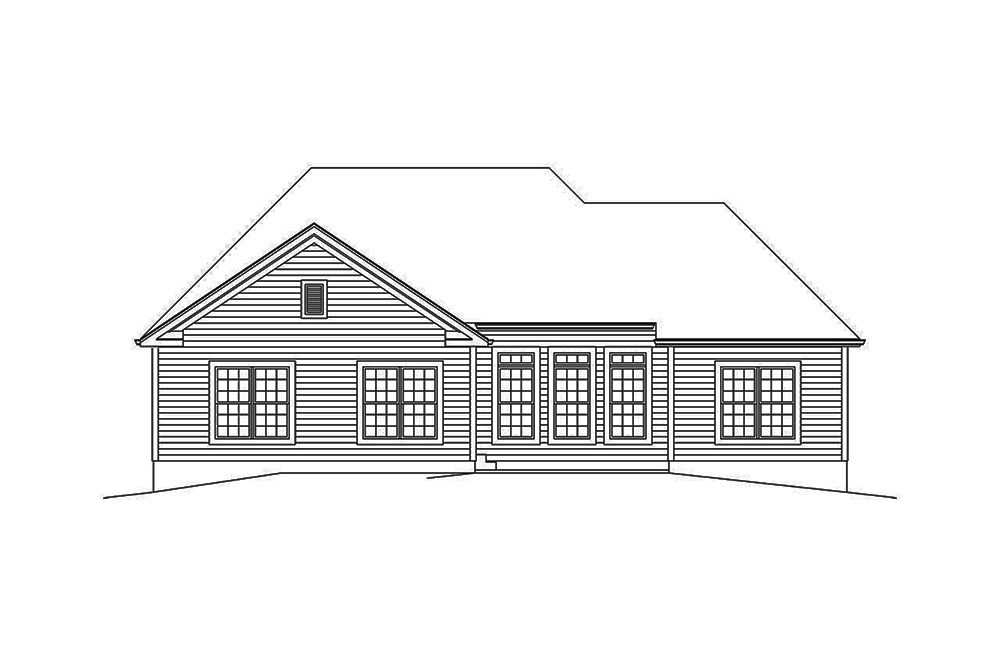 Home Plan Rear Elevation of this 3-Bedroom,1863 Sq Ft Plan -138-1354